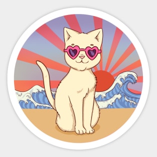 summer cat sunglasses sun beach Sticker